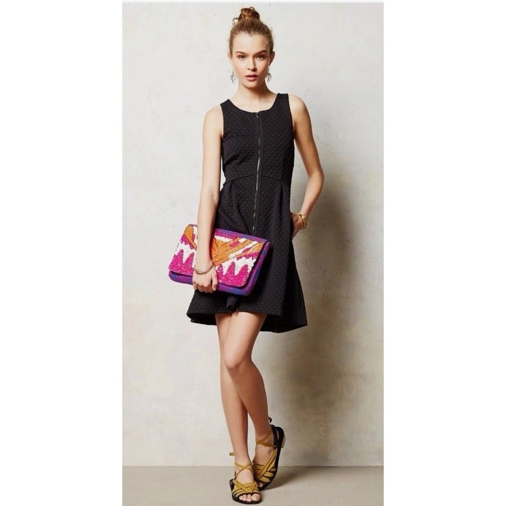 Anthropologie Leifsdottir Tonnelle Dress Black Sleeveless Cocktail Size 8